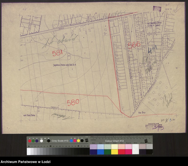 Obraz 1 z jednostki "Plan m. Łodzi 1:2000 z oznaczeniem podziału miasta na Obwody Komitetów Blok. Sekcja NW16"