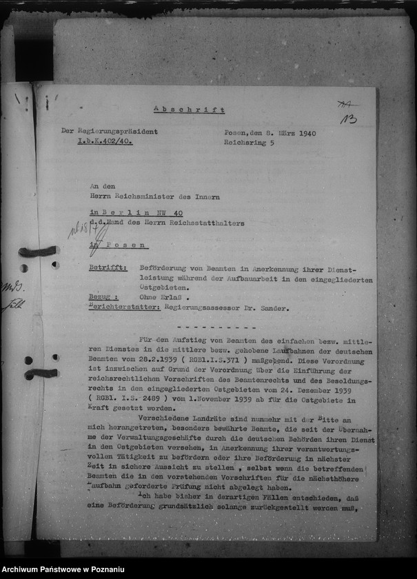 Obraz 17 z jednostki "Besoldung - und Beförderungssachen der Beamten und Angestellten"