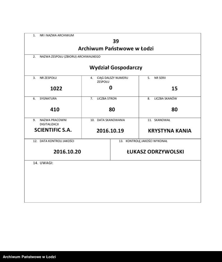 Obraz 1 z jednostki "Korespondencja z [Wydziałem Ogólnym, Budżetowo - Finansowym, Gospodarczym oraz Buchalterią] Komitetu Centralnego"