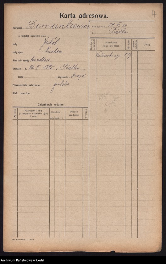 Obraz 19 z jednostki "[Spis ludności Łodzi] Doman - Domowicz"