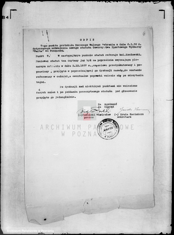 Obraz 10 z jednostki "/Towarzystwo Sportowe Wędkarzy,,Warta" w Poznaniu/"