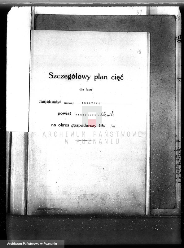 image.from.unit.number "Plan urządzenia gospodarstwa leśnego dla lasu ordynacji Obrzycko"