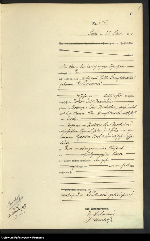 Obraz 13 z jednostki "Księga miejscowa zgonów tom II [Rejestr główny zgonów]"