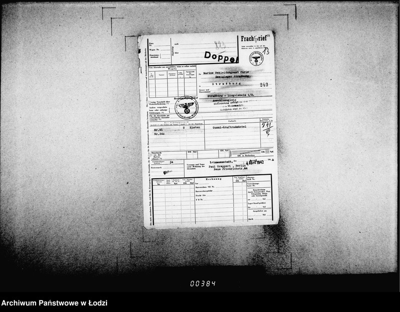 Obraz 17 z jednostki "Frachtbriefe [doppel einige Ausgang] vom 801-1300. [Wtórniki listów przewozowych]"