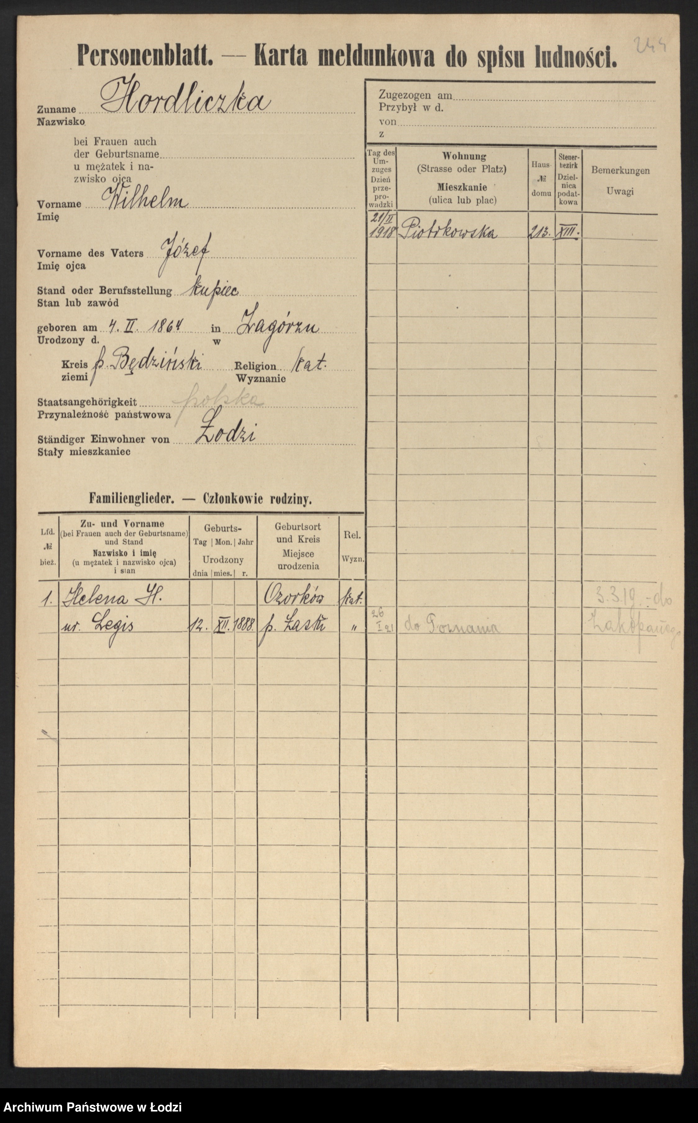 Skan z jednostki: [Spis ludności Łodzi] Holfajer - Horn