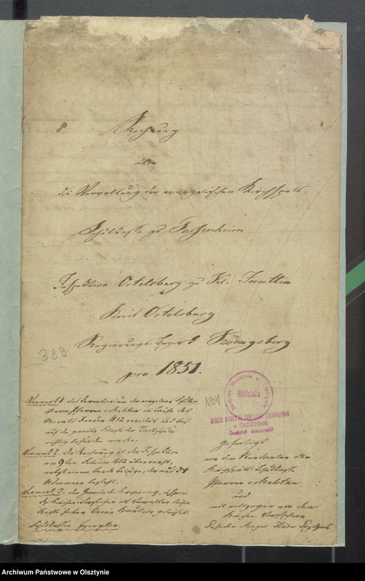 image.from.unit.number "Rechnung über die Verwaltung der evangelischen Schulkasse zu Passenheim"