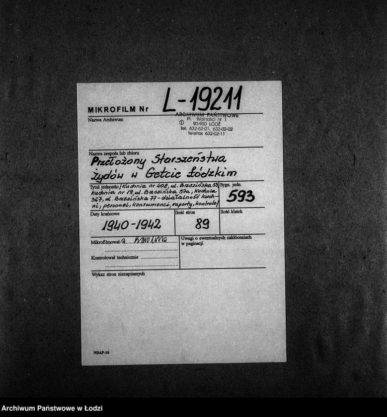 Obraz 2 z jednostki "[Kuchnia nr 408, ul. Brzezińska 53. Kuchnia nr 19, ul. Brzezińska 57a. Kuchnia nr 367, ul. Brzezińska 77. Działalność kuchni, personel, konsumenci, raporty, kontrole]"