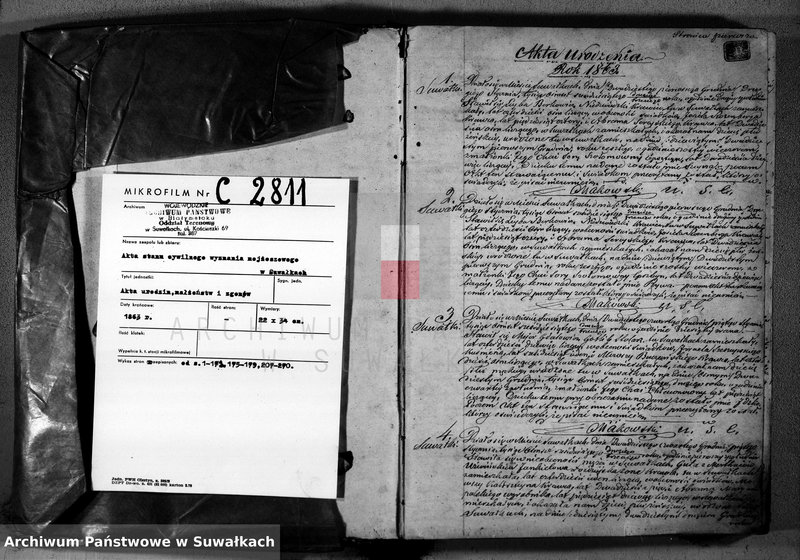 image.from.unit.number "Duplikat Akta Urzędnika Stanu Cwilnego Wyznania Mojżeszowego Okręgu Suwałki do zapisywania Urodzonych, Zaślubionych i Zmarłych na rok 1863"