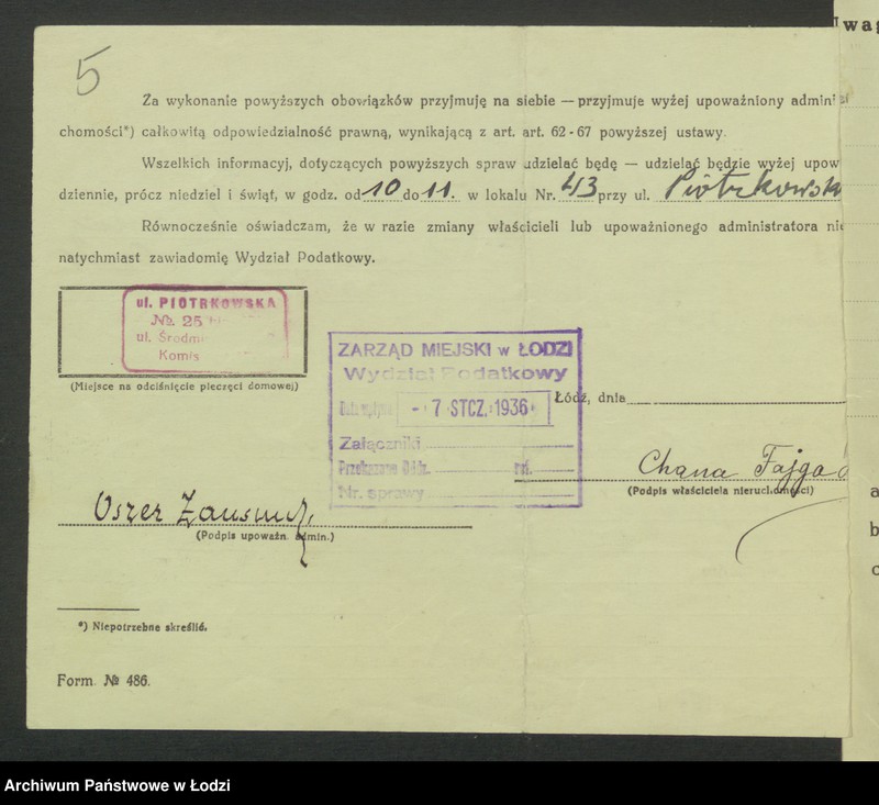 image.from.unit.number "Księga inwentarzowa nieruchomości m. Łodzi ul. Więckowskiego"