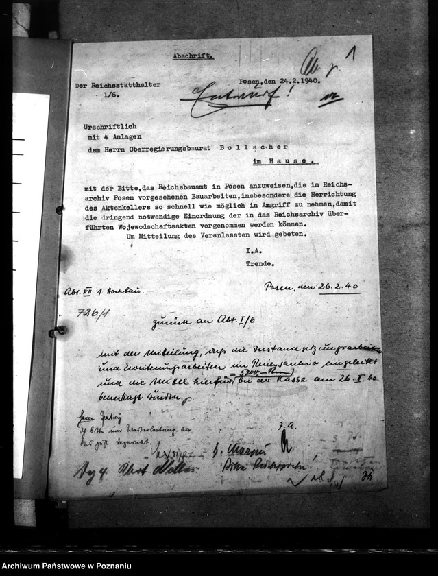 Obraz 5 z jednostki "Umbau des Reichsarchivs zu Posen"