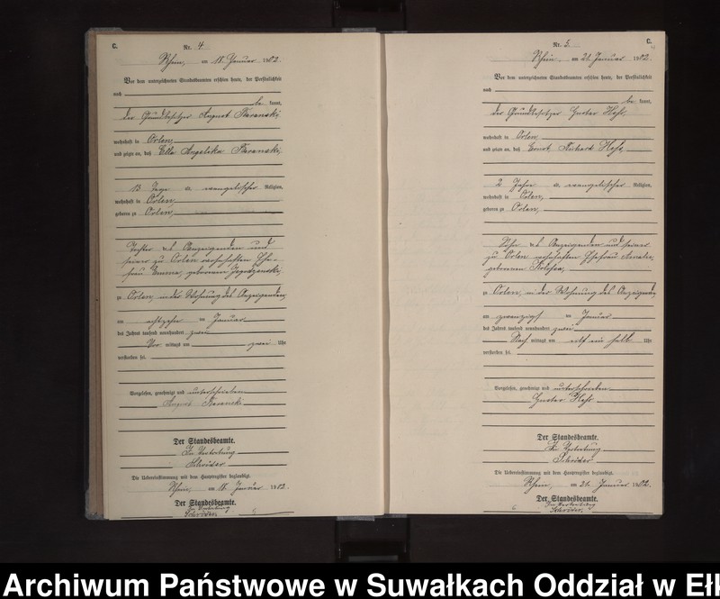 image.from.unit.number "Sterbe-Neben-Register des Königlichen Preussischen Standes-Amtes Orlen Kreis Loetzen"