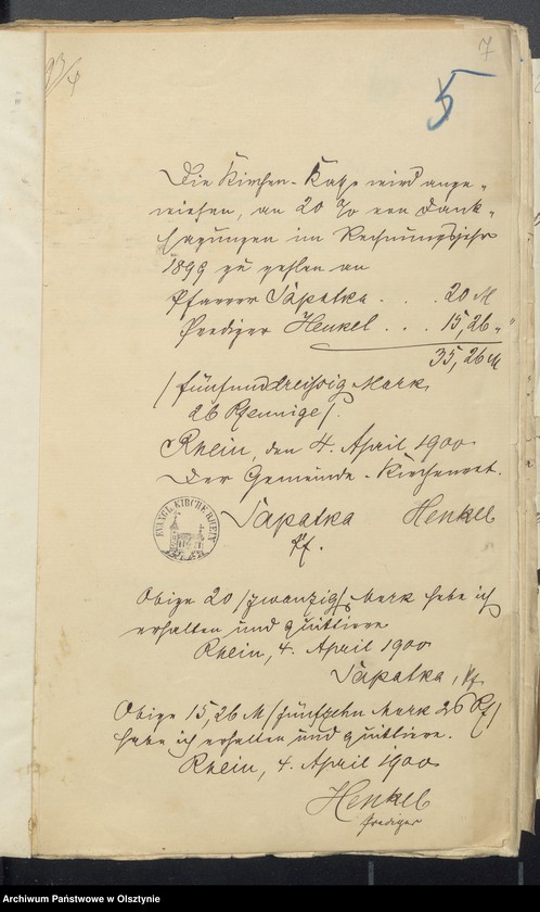 image.from.unit.number "Jahres Rechnung der Kirche zu Rhein"