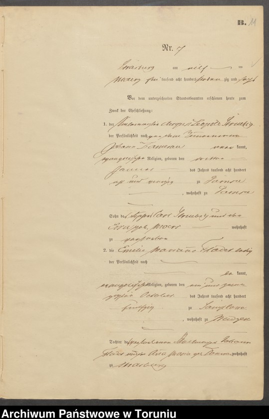 image.from.unit.number "Heiraths-Neben-Register Stadt Strasburg [Brodnica-Miasto] für das Jahr 1876"