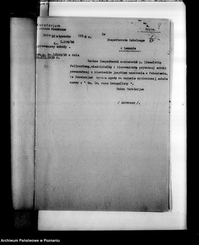 Obraz 11 z jednostki "Prywatna Szkoła Powszechna z niemieckim językiem nauczania w Pakosławiu powiat Rawicz"