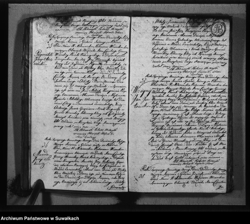 image.from.unit.number "Księga do zapisywania aktów cywilnych urodzenia gminy wiżajńskiey, departamentu łomżyńskiego, powiatu kalwaryjskiego"