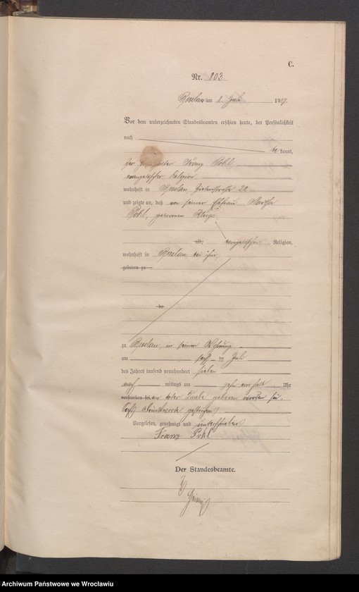 image.from.unit.number "Sterbe-Haupt-Register Breslau IV 1907 Band 3"