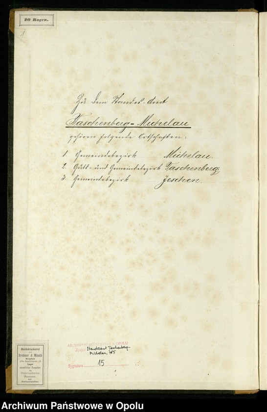 Obraz z jednostki "Geburts-Neben-Register Standes-Amt Taschenberg-Michelau 1888"