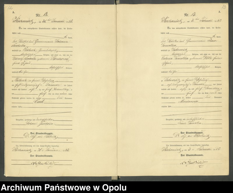 image.from.unit.number "Urząd Stanu Cywilnego Kochaniec Księga urodzeń rok 1885"