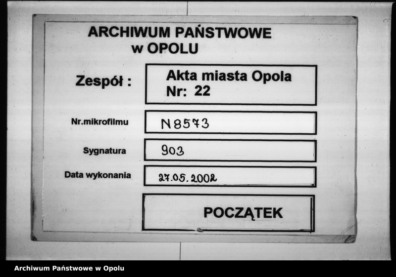 Obraz 1 z jednostki "Acta des Magistrats zu Oppeln betreffend die Aufnahme der Seelenzahl im Adalbert - Bezirk"