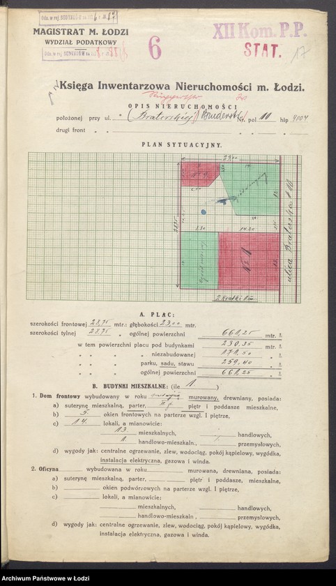 Obraz 19 z jednostki "Księga inwentarzowa nieruchomości m. Łodzi ul. Braterska"