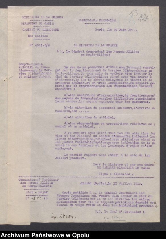 image.from.unit.number "Sorties /Korespondencja własna wychodząca, pisma, zarządzenia, sprawozdania/ 10.07. -28.10.1920"