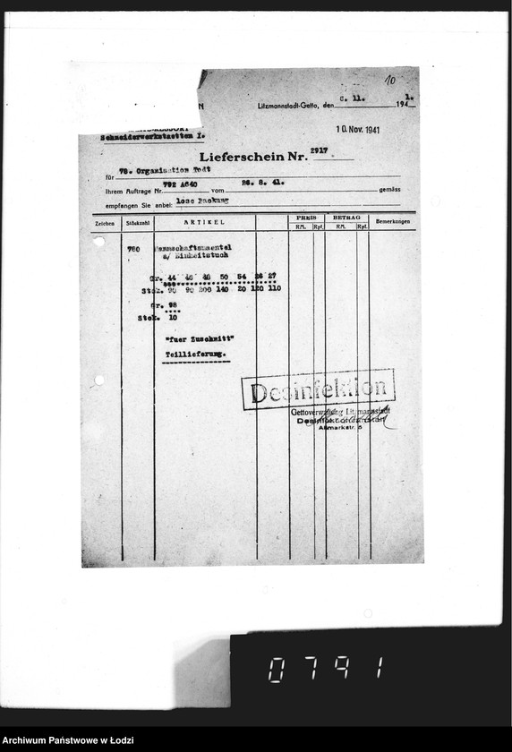 Obraz 15 z jednostki "[Dowody dostawy umundurowania dla firmy O.dr Todt Organisation"
