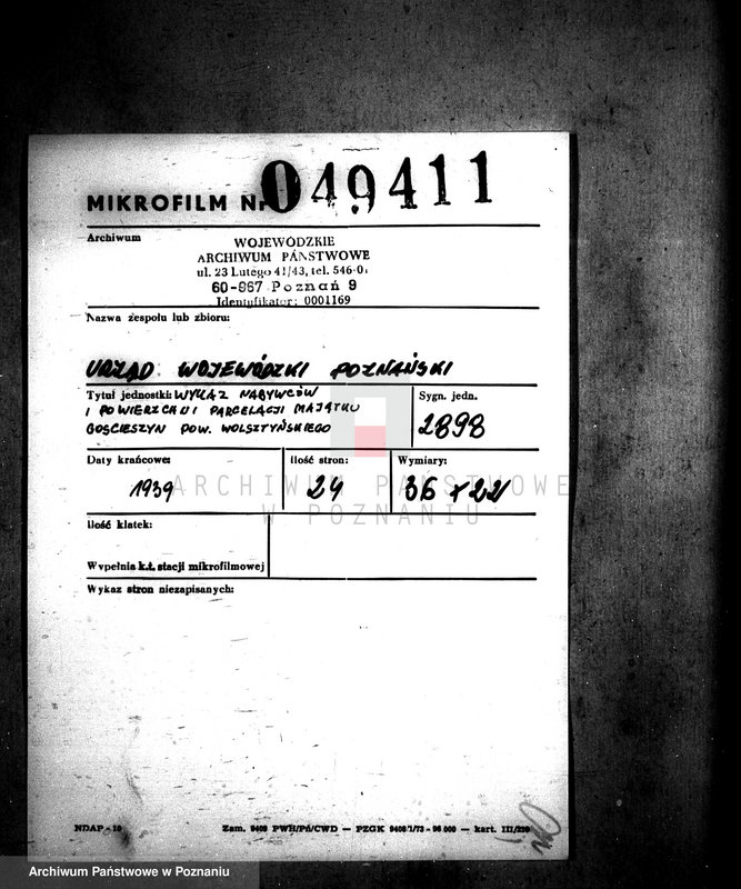 Obraz 2 z jednostki "Wykaz nabywców i powierzchni parcelacji majątku Gościeszyn powiatu wolsztyńskiego"