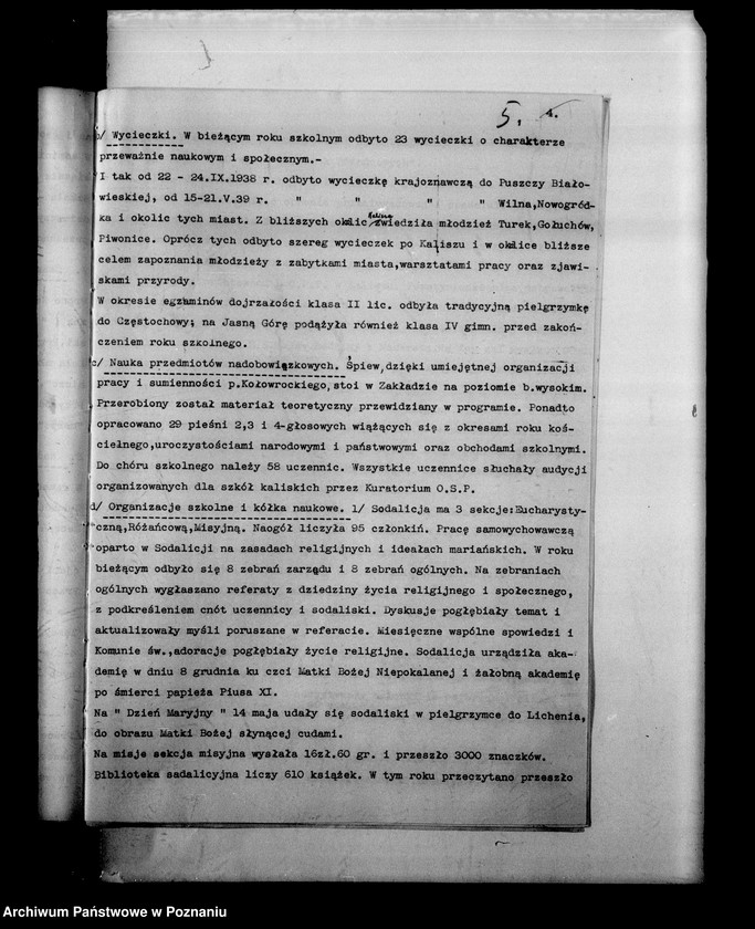 Obraz 9 z jednostki "Prywatne Gimnazjum Żeńskie Zgromadzenia SS Najświętszej Rodziny z Nazaretu- Kalisz, sprawozdania powizytacyjne i roczne"