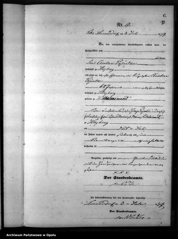 image.from.unit.number "Sterbe-Neben-Register Standesamtsbezirks Hennersdorf 1877"