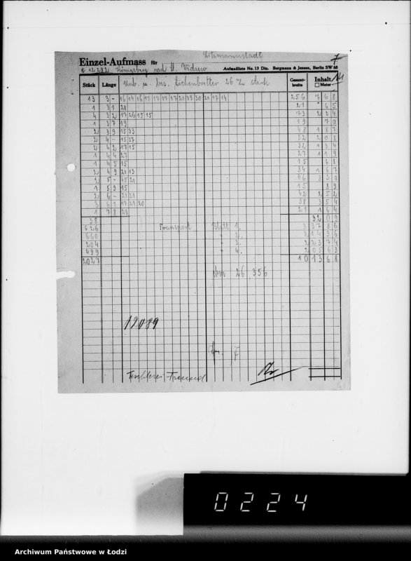 Obraz 17 z jednostki "Aufträge 7611-12089 und Rechnungen Firma Silvars G.m.b.H.Litzmannstadt auf Holzmaterial"