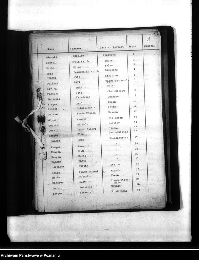 Obraz 5 z jednostki "Wykaz miejscowych Niemców, którzy zginęli w 1939 roku (pow) Thorn (Toruń)"