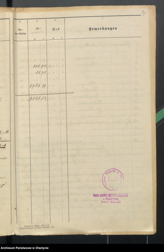image.from.unit.number "Rehnung der Pfarrerwitwenkasse in Sorquitten"