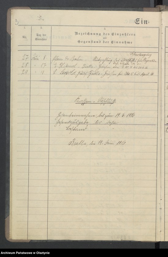 image.from.unit.number "Tagebuch der Kirchen Kasse zu Bialla"