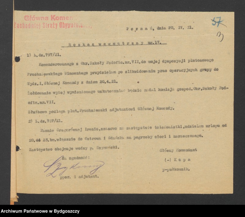 image.from.unit.number "Rozkazy wewnętrzne Komendy Głównej Zachodniej Straży Obywatelskiej w Poznaniu"