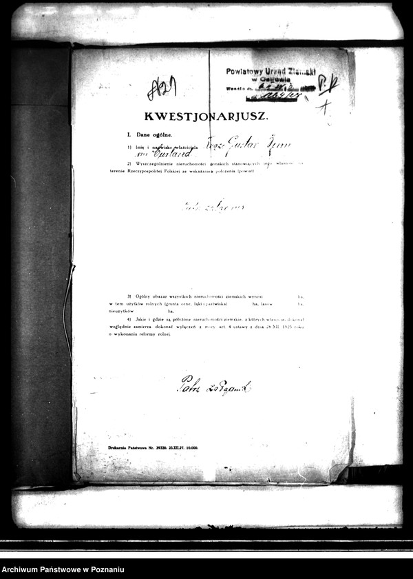 Obraz 7 z jednostki "Majątek Bralin powiatu kępińskiego wyłączenie z art. 4 i 5 ustawy o przeprowadzeniu reformy rolnej Gustaw Biron von Curland"