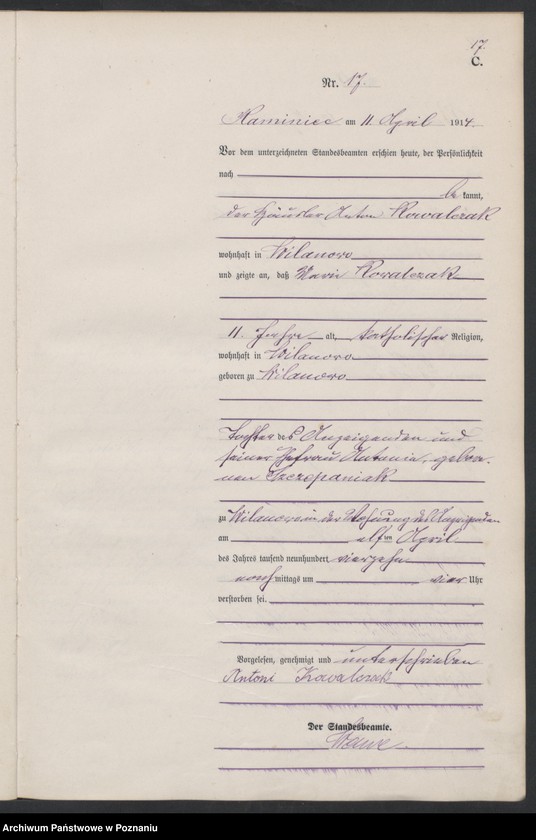 Obraz 19 z jednostki "Sterbe-Haupt--Register"