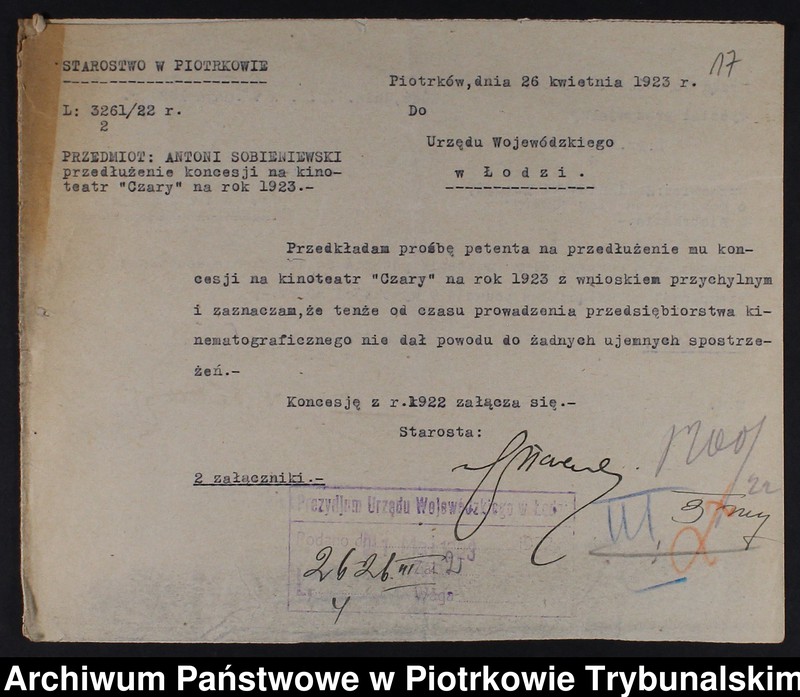 image.from.collection.number "Piotrkowskie kinoteatry sprzed wieku w dokumencie archiwalnym"