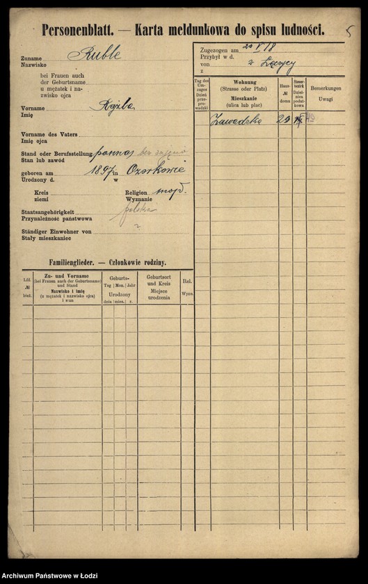 Obraz 7 z jednostki "[Spis ludności Łodzi] Rubisz-Rudolf"