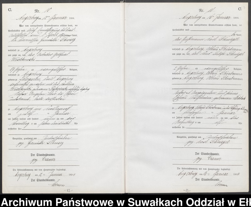 Obraz 10 z jednostki "Sterbe-Neben-Register des Preussischen Standes-Amtes Angerburg Kreis Angerburg"