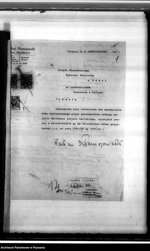 Obraz 5 z jednostki "Zatwierdzenie projektu planu gospodarstwa leśnego dla lasów majątku Marchwacz powiatu kaliskiego"