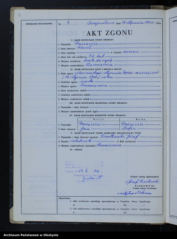 image.from.unit.number "Księga zgonów Nr 1 - 57,1 - 40,1 - 44 i 1 - 52 /przepisana w języku polskim z oryginału niemieckiego w dniach 28.06.- 7.07.1961/"
