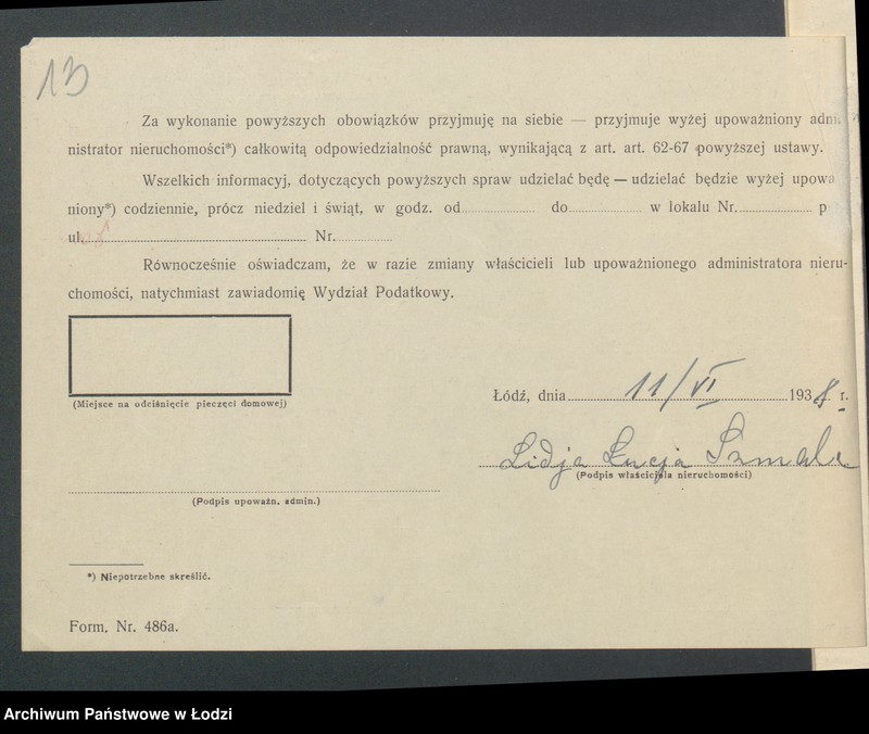 image.from.unit.number "Księga inwentarzowa nieruchomości m. Łodzi ul. Piasta"