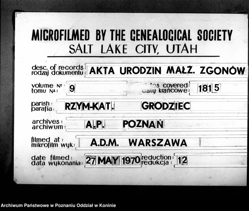 Obraz 1 z jednostki "Księga urodzeń, małżeństw i zgonu"
