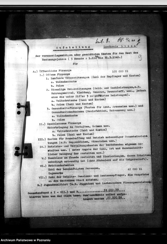 Obraz 14 z jednostki "Zarządzenia i korespondencja w sprawie opieki społecznej, zwłaszcza jej finansowania"