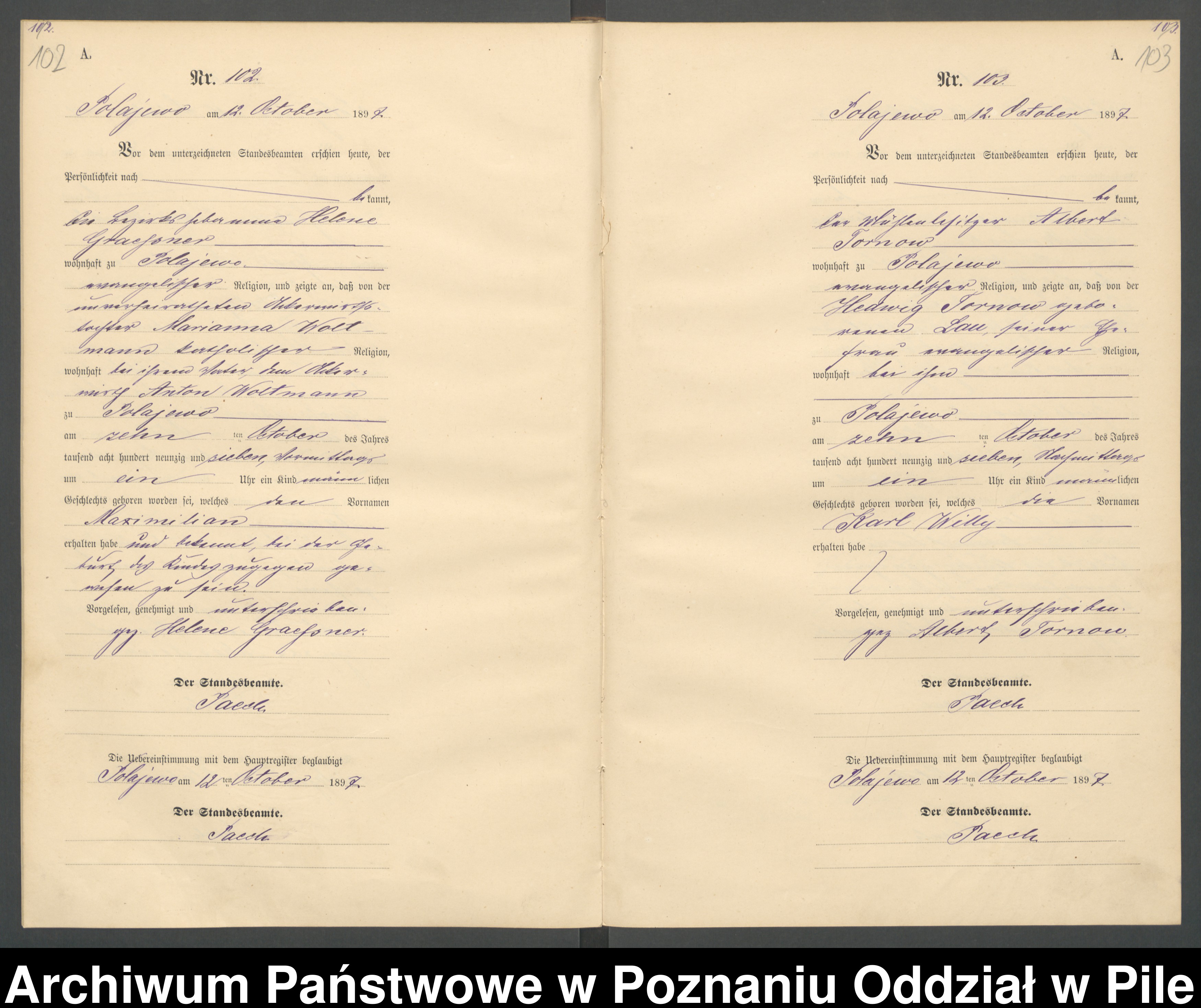 Skan z jednostki: Księga urodzeń