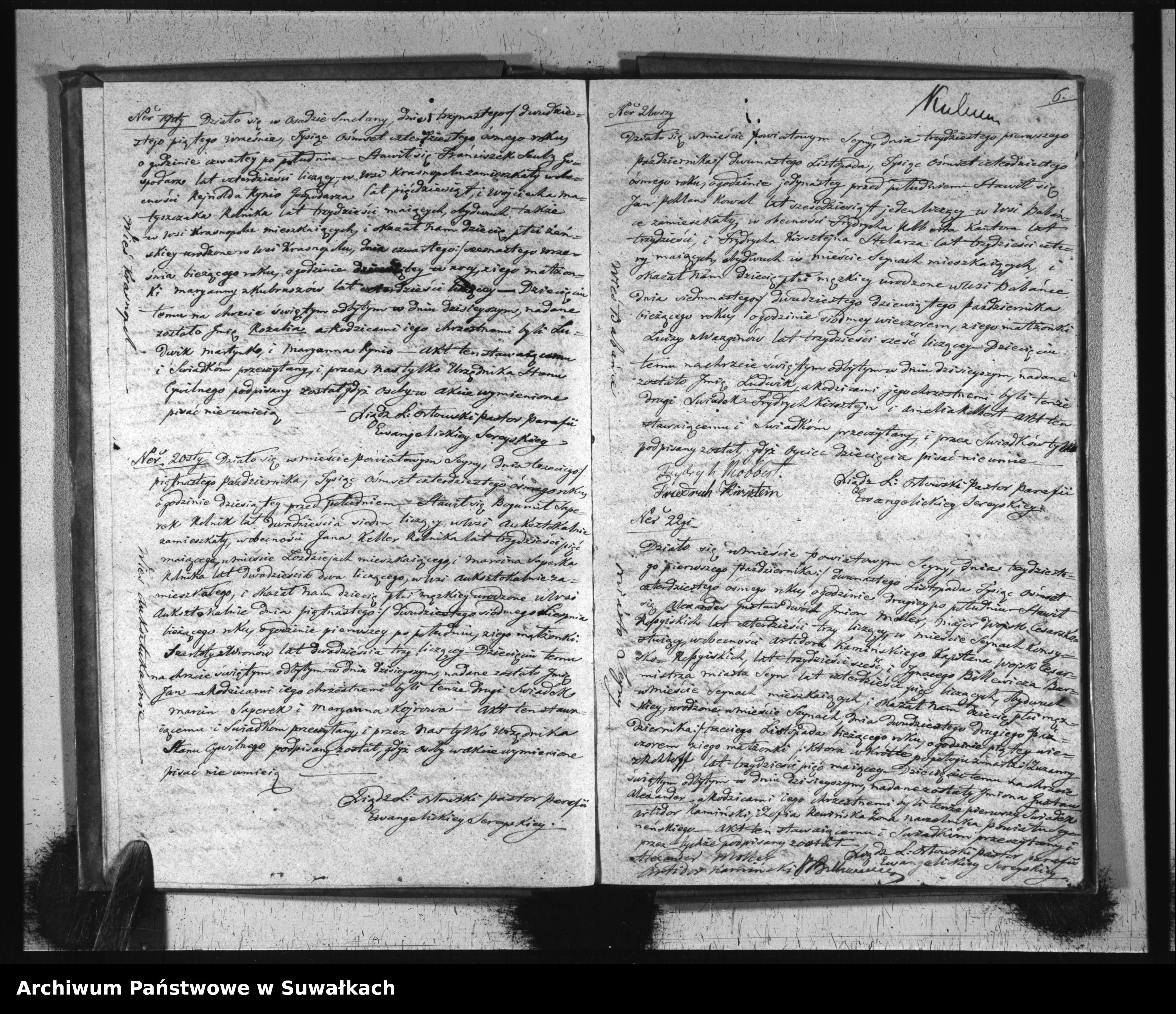 Skan z jednostki: Księga Duplikat do zapisywania Aktów Urodzenia, Zaślubienia i Zeyścia dla filiału Seyneńskiego Ewangelickiego na Rok 1848.