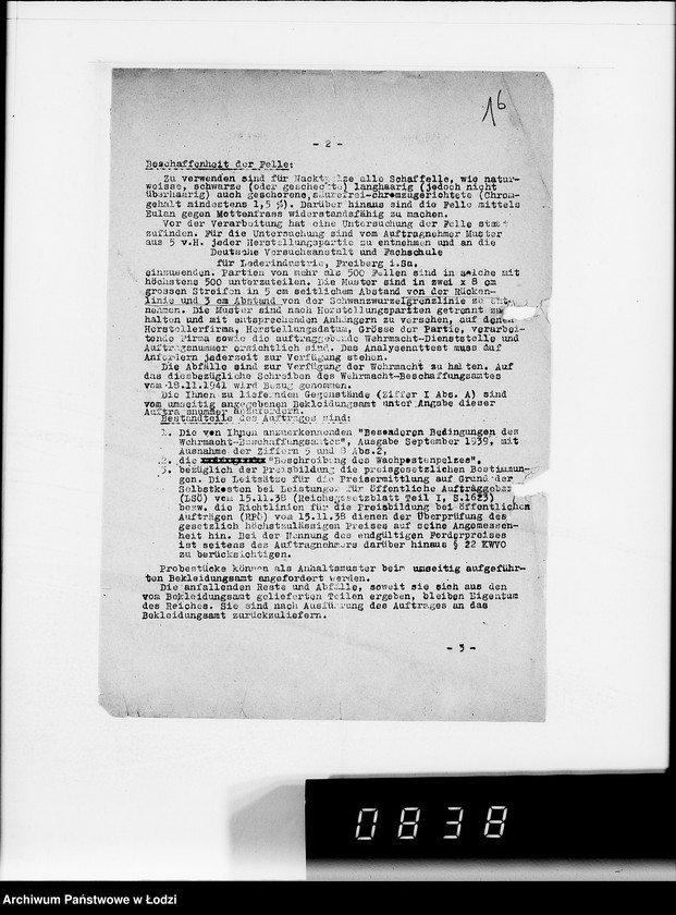 Obraz 20 z jednostki "5005 Kriegsauftrag 5121-304.843 1000 Stück Wachtpost Pelze HBA- Berlin"