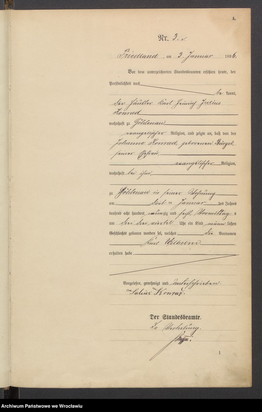 image.from.unit.number "Księga urodzeń USC Mieroszów (Friedland) 1896"
