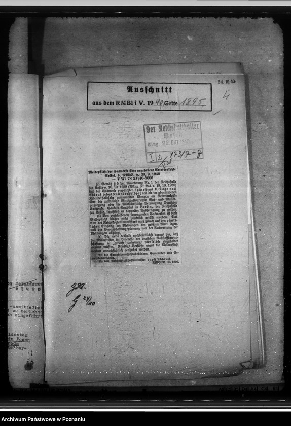 Obraz 8 z jednostki "Versorgung mit Gas. Friedensbau- Programm. Hafenanlagen. Wasserversorgung. Entwässerung. Mineralölbewirtschaftung. Gettofahrscheine"