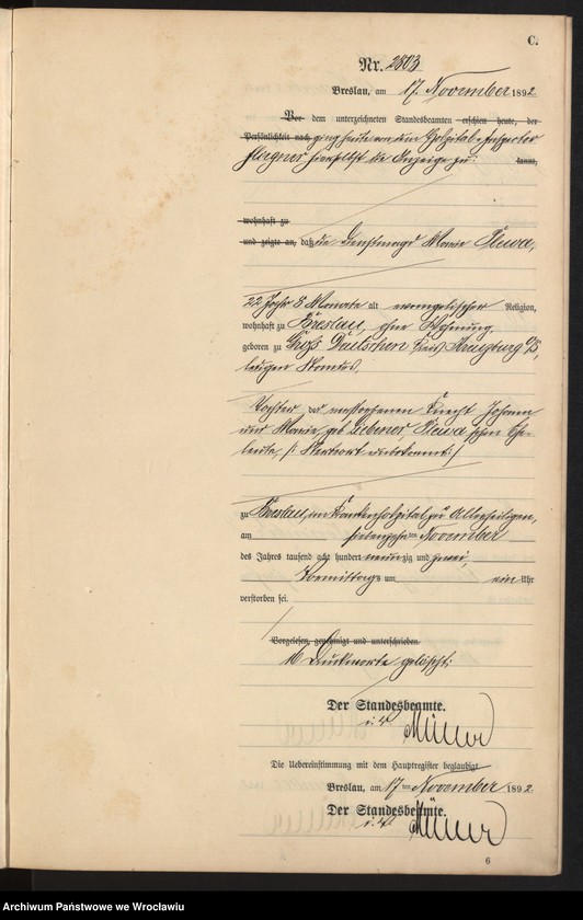 image.from.unit.number "Sterbe-Neben-Register Breslau I 1892 Band 8"